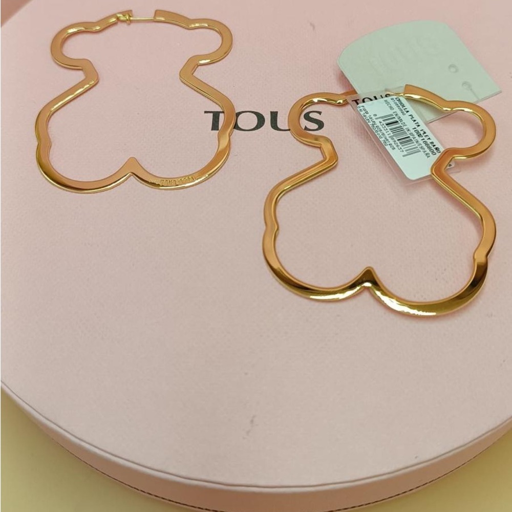 - Tous Bear hoop earrings with 18 kt gold plating on silver Silueta